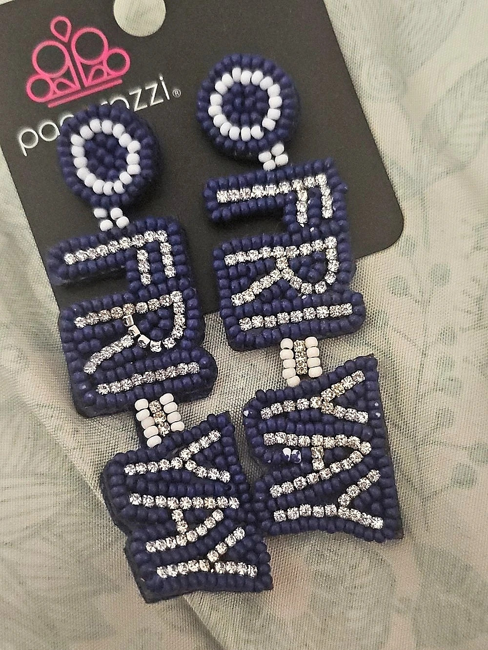 Paparazzi It's Friday! - Blue Geometric Blue & Silver Earrings